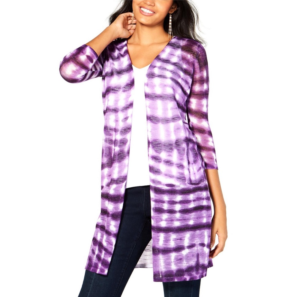 Purple Tie Dye Cardigan Sweater